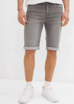 Herren bonprix Große Größen|Shorts|Stretch-Jeans-Bermuda mit umgeschlagenem Saum, Regular Fit