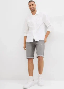 Herren bonprix Große Größen|Shorts|Stretch-Jeans-Bermuda mit umgeschlagenem Saum, Regular Fit
