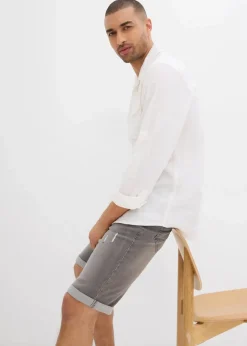 Herren bonprix Große Größen|Shorts|Stretch-Jeans-Bermuda mit umgeschlagenem Saum, Regular Fit