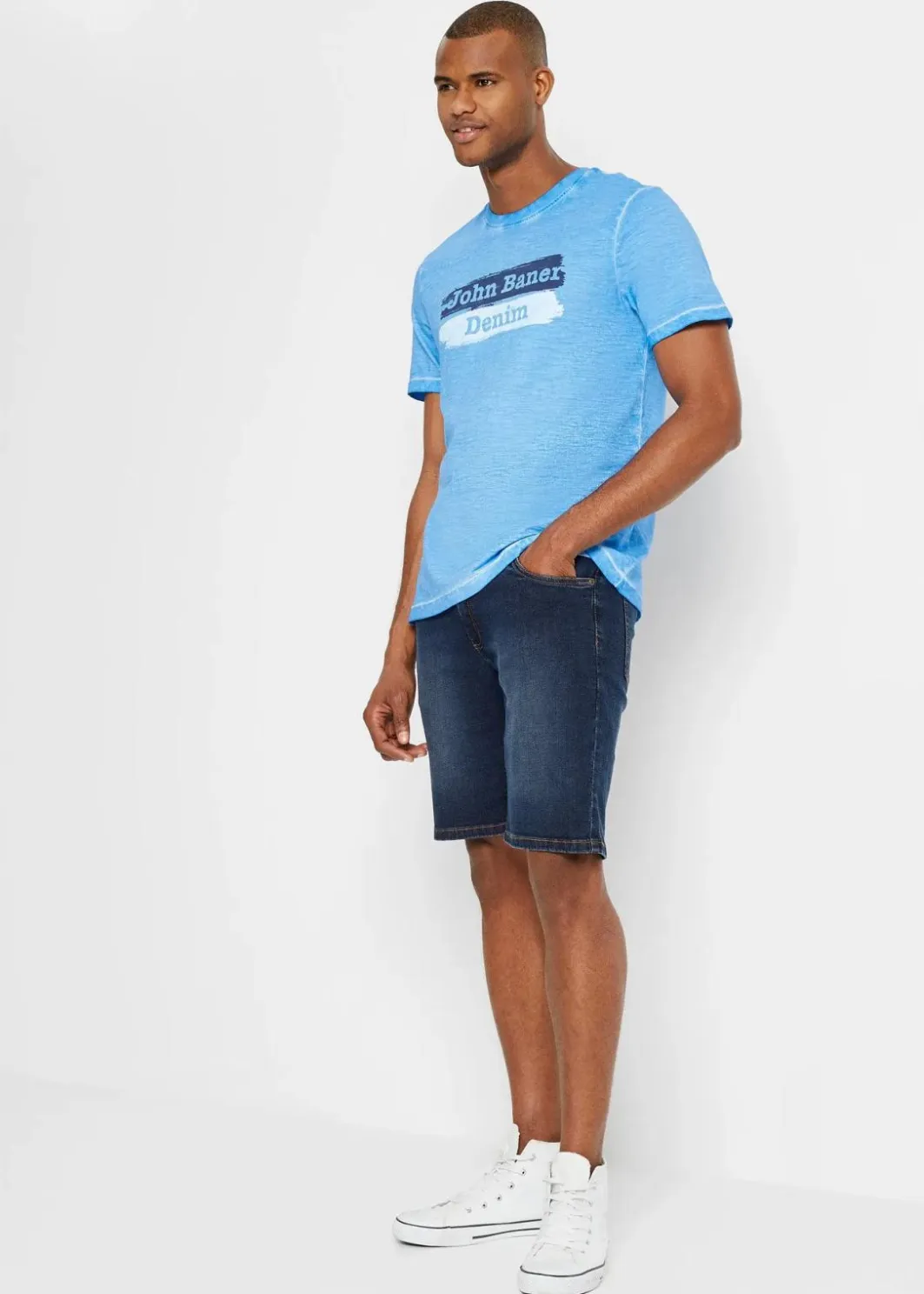 Herren bonprix Shorts|Jeans|Stretch-Jeans-Bermuda, Regular Fit (2er Pack)