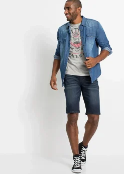 Herren bonprix Große Größen|Shorts|Stretch-Jeans-Bermuda, Slim Fit