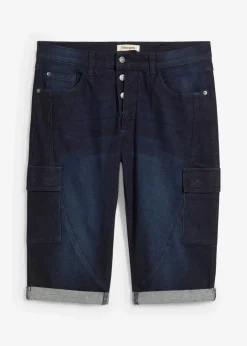 Discount Stretch-Jeans-Cargobermuda, Regular Fit Herren Große Größen|Shorts