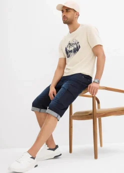 Discount Stretch-Jeans-Cargobermuda, Regular Fit Herren Große Größen|Shorts