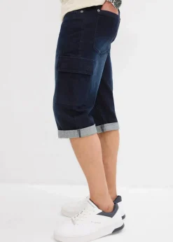 Discount Stretch-Jeans-Cargobermuda, Regular Fit Herren Große Größen|Shorts