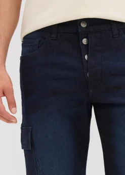 Discount Stretch-Jeans-Cargobermuda, Regular Fit Herren Große Größen|Shorts