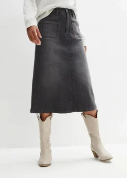 Hot Stretch-Jeansrock, Midi-Länge Damen Bekleidung·Sportbekleidung|Röcke