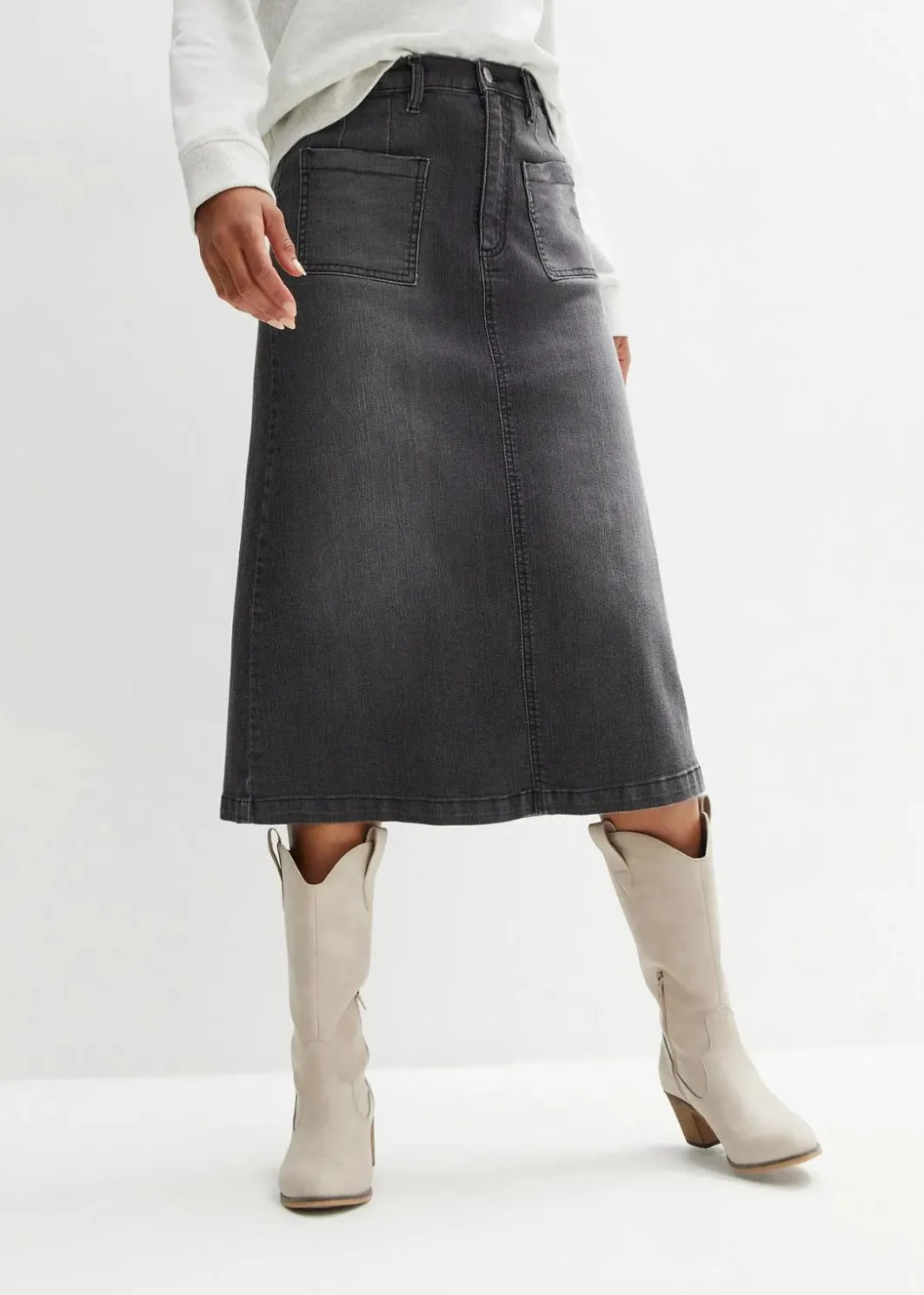 Hot Stretch-Jeansrock, Midi-Länge Damen Bekleidung·Sportbekleidung|Röcke