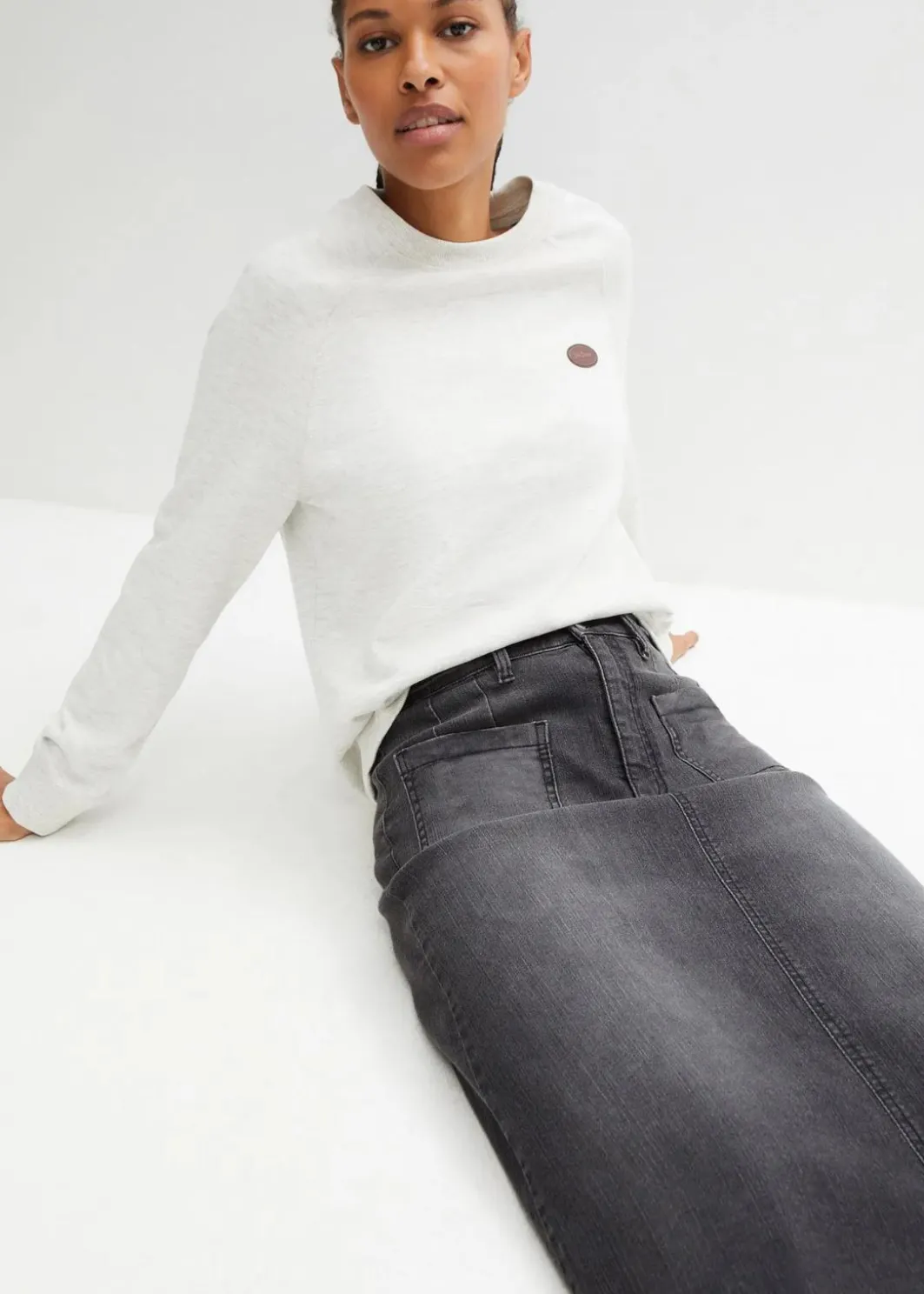 Hot Stretch-Jeansrock, Midi-Länge Damen Bekleidung·Sportbekleidung|Röcke