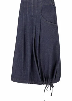 Damen bonprix Bekleidung·Sportbekleidung|Röcke|Stretch-Jeansrock mit Biesen, Bindeband und Bequembund