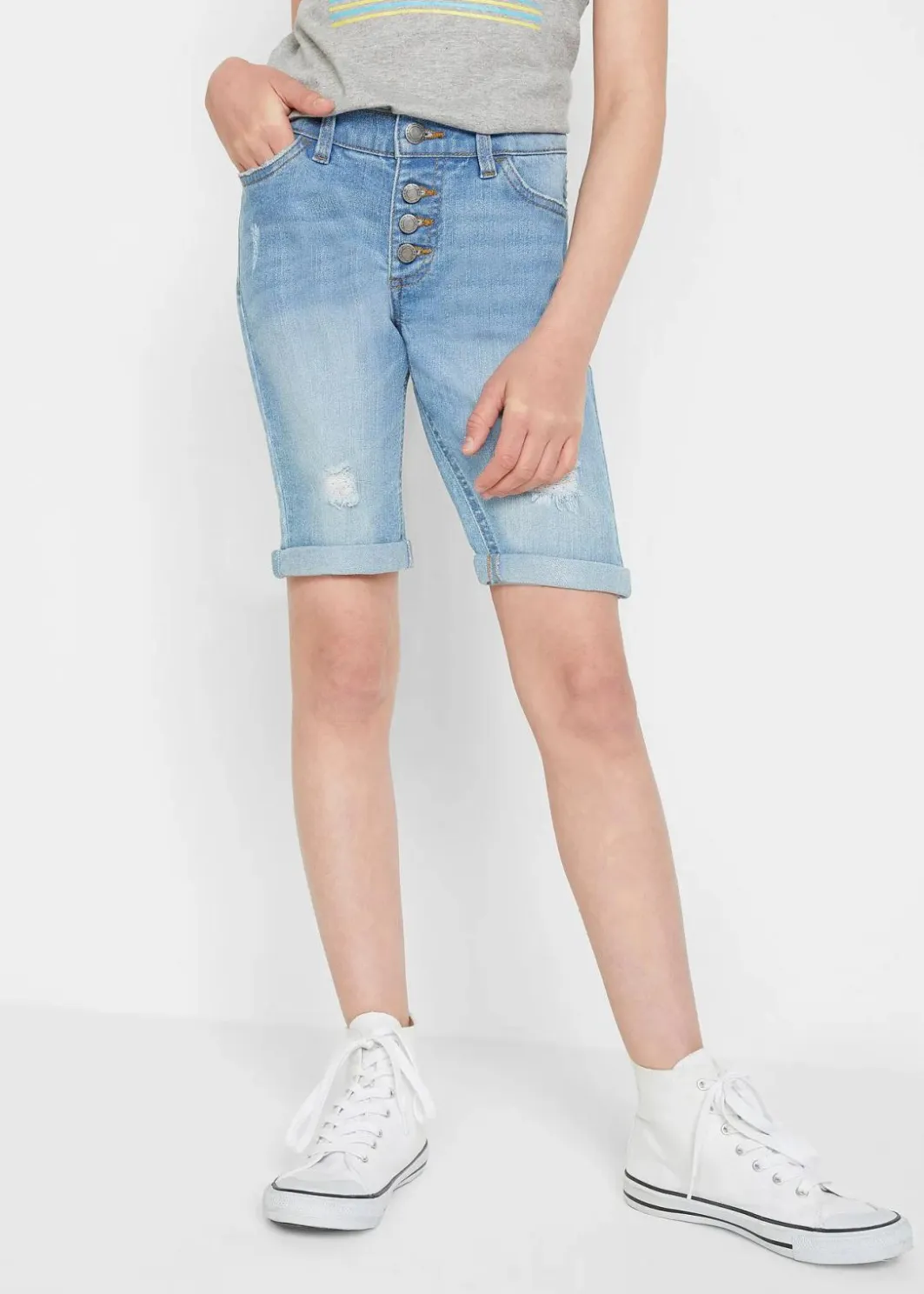 New Stretch-Jeans-Shorts Mid Waist Kinder Mädchen 9-16 Jahre·Shorts|Mädchen 9-16 Jahre·Jeans