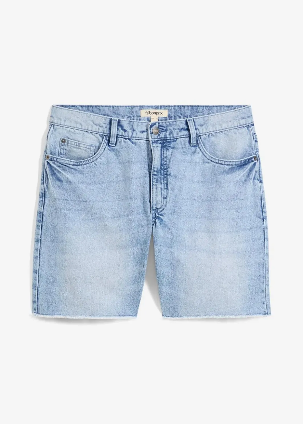 Outlet Stretch-Jeans-Shorts mit offenen Saumkanten, Relaxed Fit Herren Jeans|Shorts
