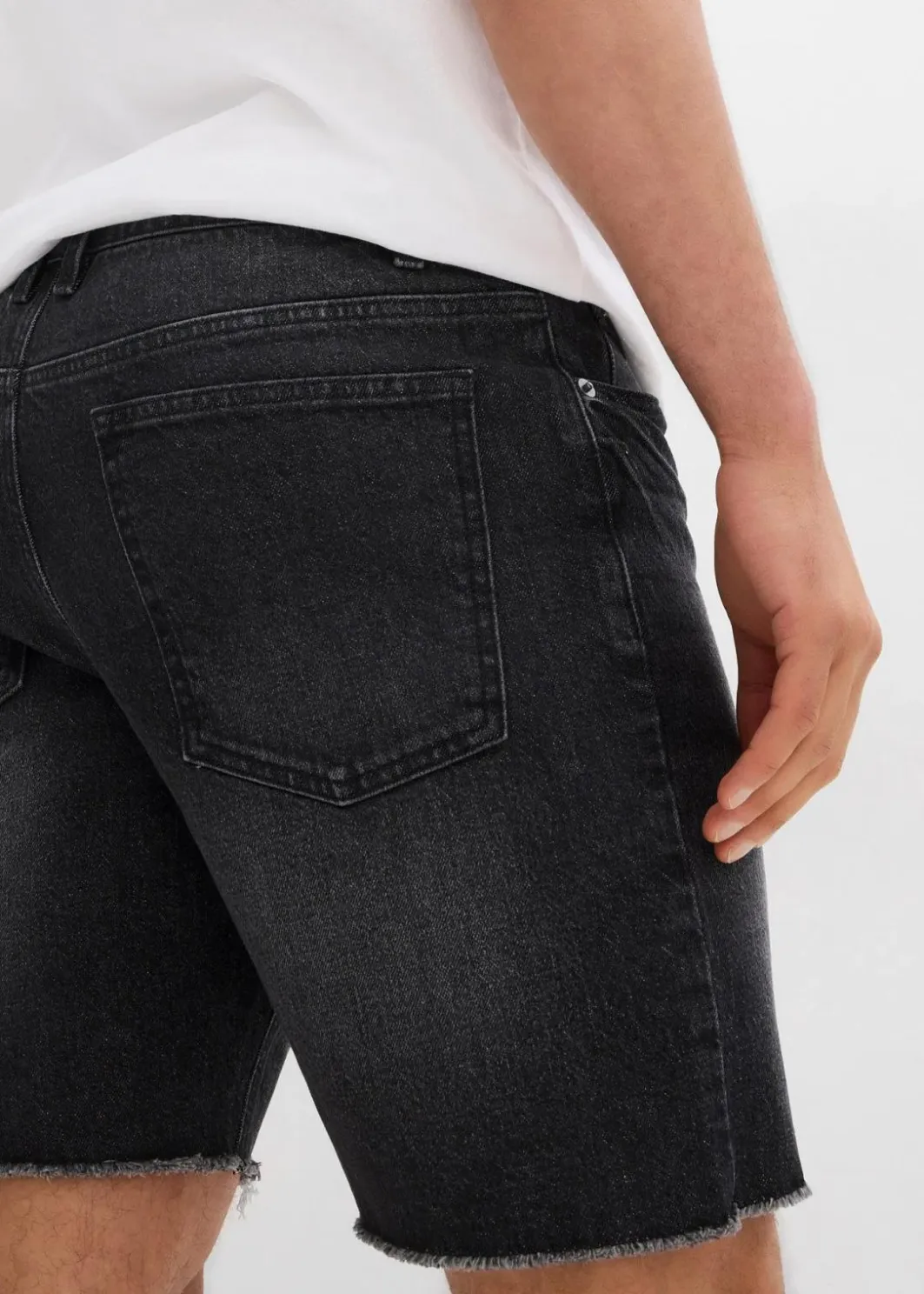 Clearance Stretch-Jeans-Shorts mit offenen Saumkanten, Relaxed Fit Herren Große Größen|Shorts