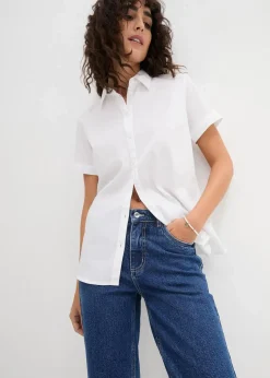 Hot Stretch-Kurzarmbluse aus Baumwollmix Damen Bekleidung·Jacken & Mäntel|Blusen & Tuniken