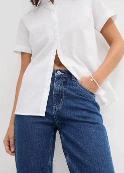 Hot Stretch-Kurzarmbluse aus Baumwollmix Damen Bekleidung·Jacken & Mäntel|Blusen & Tuniken