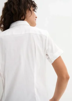 Hot Stretch-Kurzarmbluse aus Baumwollmix Damen Bekleidung·Jacken & Mäntel|Blusen & Tuniken