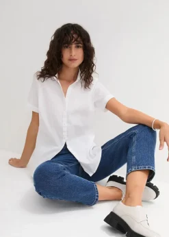 Hot Stretch-Kurzarmbluse aus Baumwollmix Damen Bekleidung·Jacken & Mäntel|Blusen & Tuniken