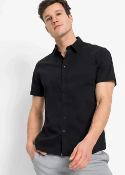 Herren bonprix Hemden|Große Größen|Stretch-Kurzarmhemd, Slim Fit