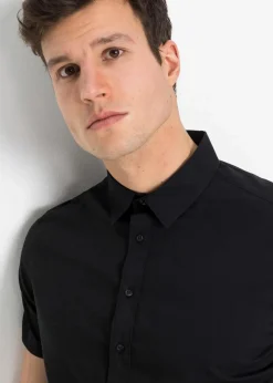 Herren bonprix Hemden|Große Größen|Stretch-Kurzarmhemd, Slim Fit