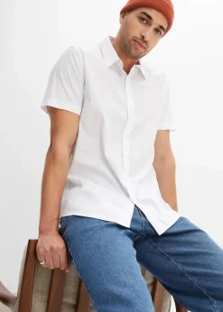 Herren bonprix Große Größen|Hemden|Stretch-Kurzarmhemd, Slim Fit