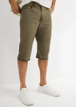 Sale Stretch-Long-Bermuda in gewaschener Optik, Regular Fit Herren Hosen|Shorts