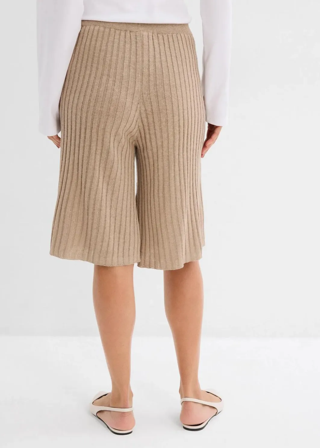 Damen bonprix Shorts|Hosen|Strick-Bermuda mit hohem Bund aus Viskose-Mix