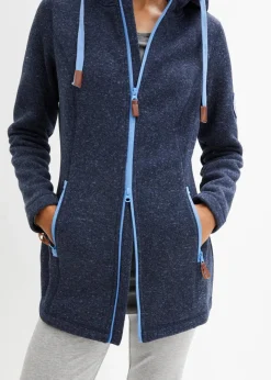 Damen bonprix Jacken & Mäntel|Sweat|Strickfleecejacke mit Kapuze
