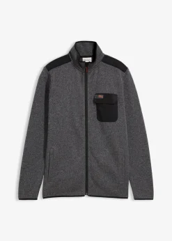 Herren bonprix Große Größen|Outdoorbekleidung|Strickfleecejacke mit praktischen Taschen und sportiven Details