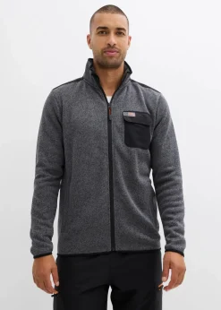 Herren bonprix Große Größen|Outdoorbekleidung|Strickfleecejacke mit praktischen Taschen und sportiven Details