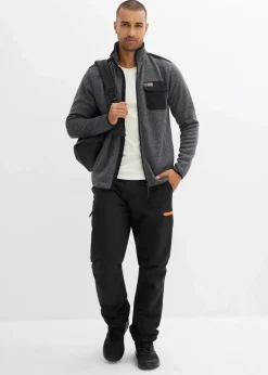 Herren bonprix Große Größen|Outdoorbekleidung|Strickfleecejacke mit praktischen Taschen und sportiven Details