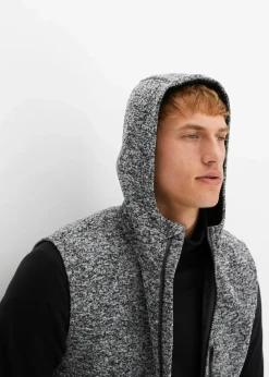 Sale Strickfleece-Weste mit Kapuze Herren Große Größen|Outdoorbekleidung