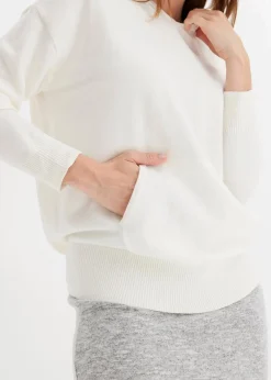 Sale Strick-Hoodie mit Kängurutasche aus Viskose-Mix Damen Nachhaltigere Materialien|Pullover & Strickjacken