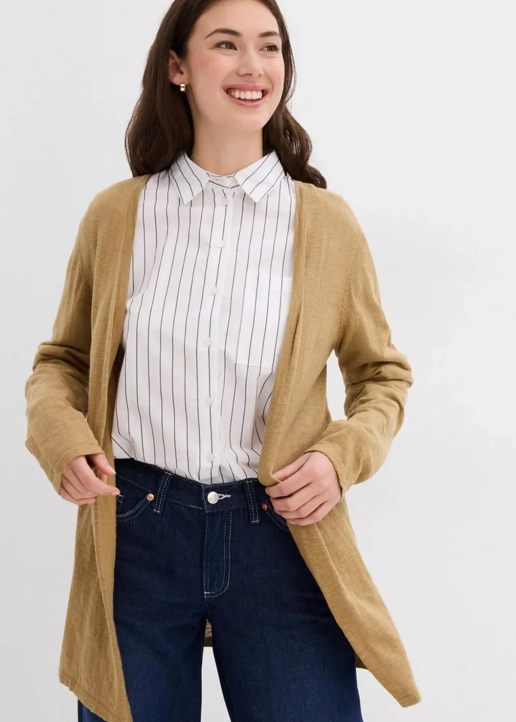 Damen bonprix Bekleidung·Umstandsmode|Pullover & Strickjacken|Strickjacke aus reiner leichter Baumwoll-Slub Qualität