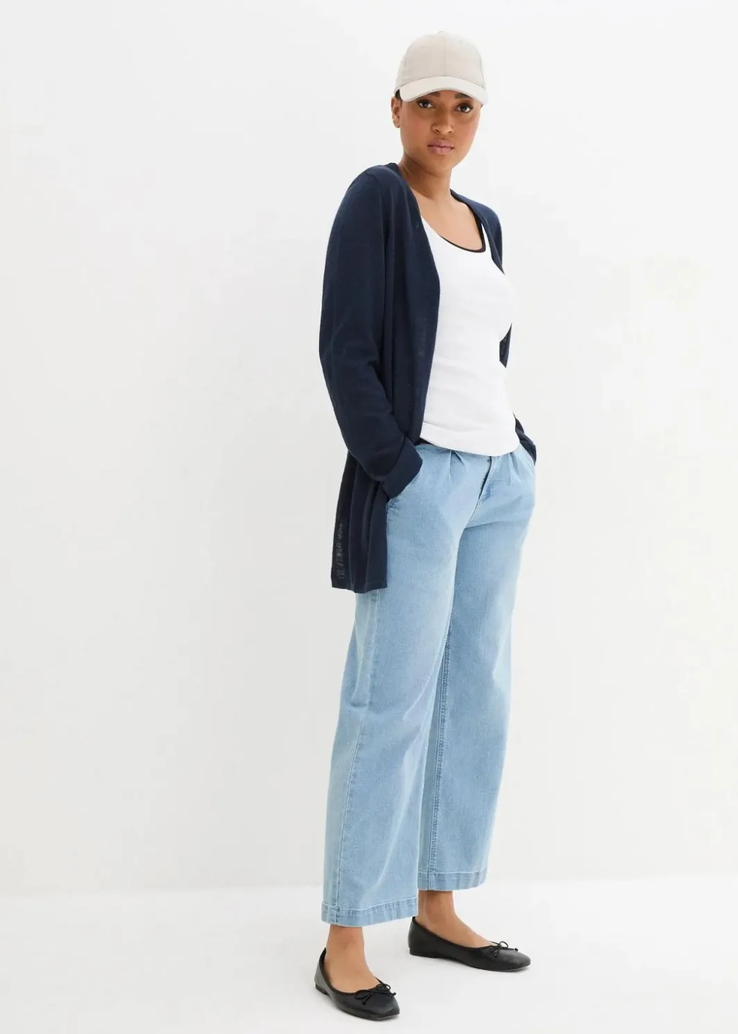 Damen bonprix Bekleidung·Umstandsmode|Pullover & Strickjacken|Strickjacke aus reiner leichter Baumwoll-Slub Qualität