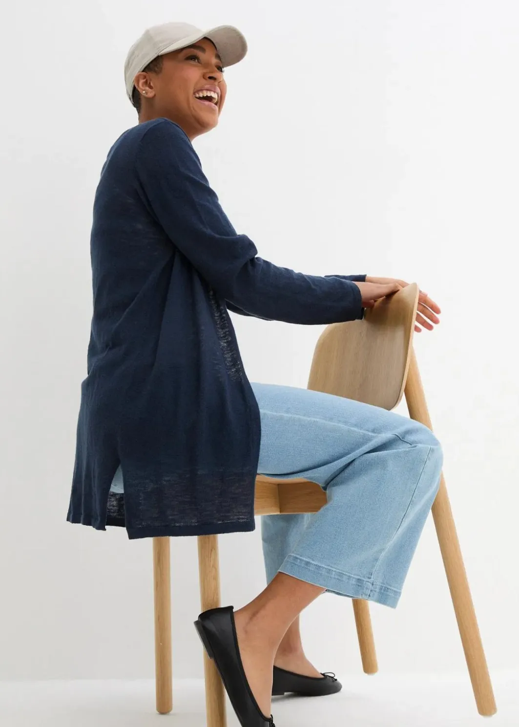 Damen bonprix Bekleidung·Umstandsmode|Pullover & Strickjacken|Strickjacke aus reiner leichter Baumwoll-Slub Qualität