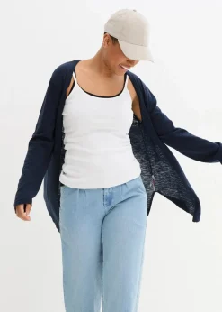 Damen bonprix Bekleidung·Umstandsmode|Pullover & Strickjacken|Strickjacke aus reiner leichter Baumwoll-Slub Qualität