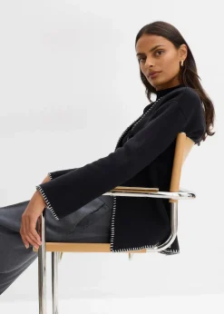 Damen bonprix Bekleidung·Umstandsmode|Bekleidung·Jeans|Strickjacke aus Wollmix mit Kontrastdetails