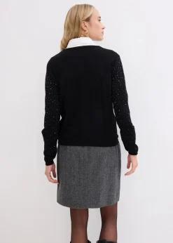 Damen bonprix Bekleidung·Umstandsmode|Strickmode|Strickjacke mit Glitzersteinchen