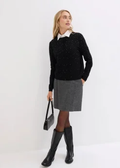 Damen bonprix Bekleidung·Umstandsmode|Strickmode|Strickjacke mit Glitzersteinchen