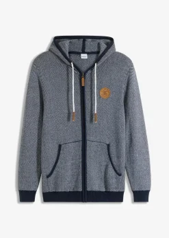 Herren bonprix Große Größen|Pullover & Strickjacken|Strickjacke mit Kapuze aus reiner Baumwolle