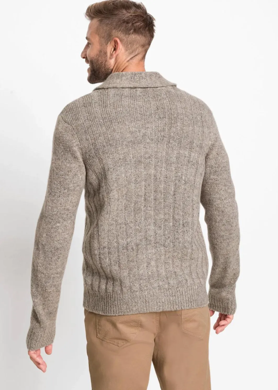 Herren bonprix Pullover & Strickjacken|Große Größen|Strickjacke mit Rippenmuster