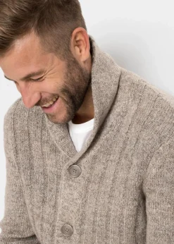 Herren bonprix Pullover & Strickjacken|Große Größen|Strickjacke mit Rippenmuster