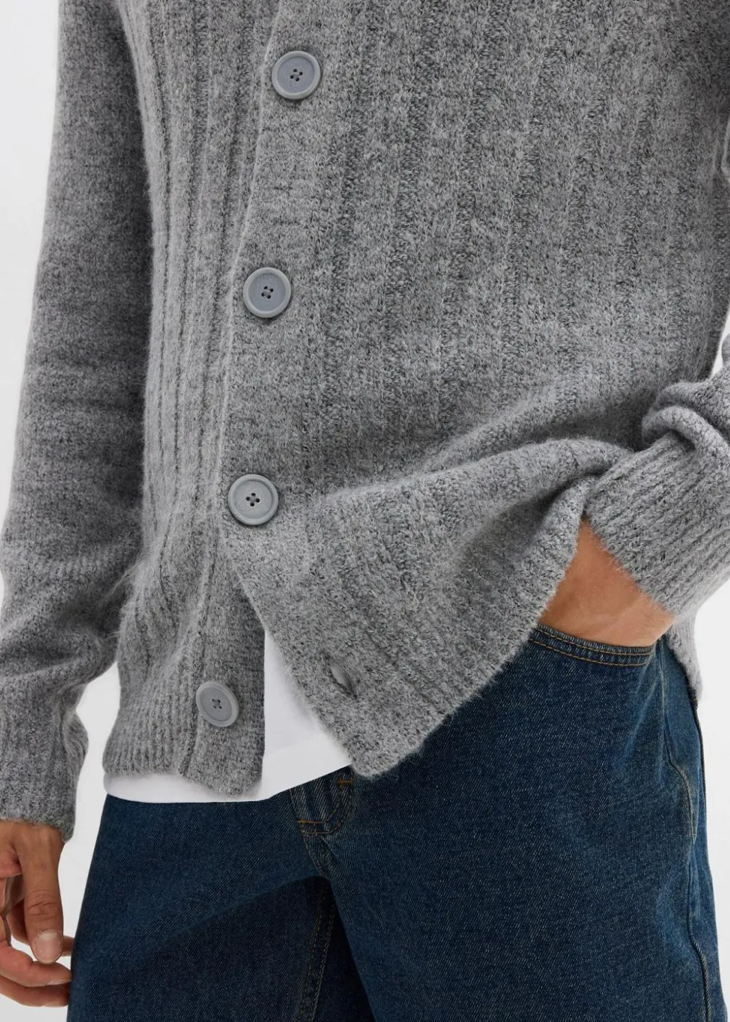 Hot Strickjacke mit Rippenmuster Herren Pullover & Strickjacken|Große Größen
