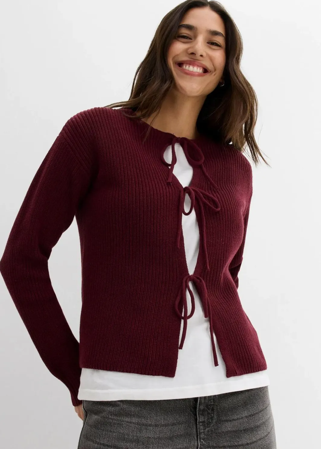 Strickjacke mit Schleifen-Detail Damen Bekleidung·Umstandsmode|Bekleidung·Jeans