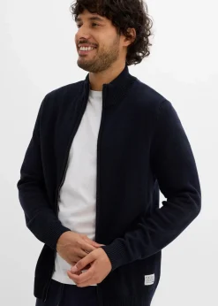 Herren bonprix Große Größen|Basics|Strickjacke mit Stehkragen und recycelter Baumwolle
