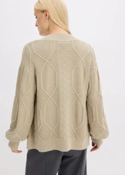 Damen bonprix Bekleidung·Umstandsmode|Bekleidung·Jeans|Strickjacke mit Zopfmuster
