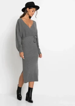 Online Strickkleid aus fließendem Viskose-Mix Damen Kleider|Strickmode