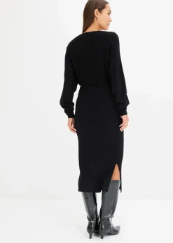 Damen bonprix Kleider|Strickmode|Strickkleid aus fließendem Viskose-Mix