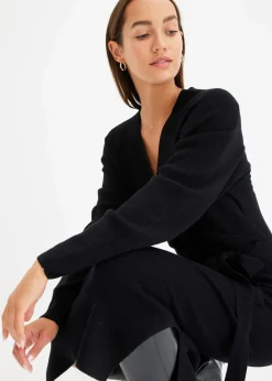 Damen bonprix Kleider|Strickmode|Strickkleid aus fließendem Viskose-Mix
