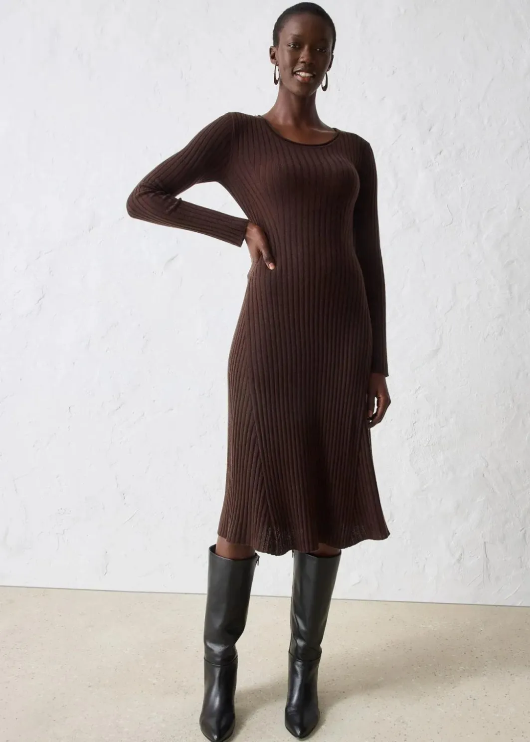 Damen bonprix Kleider|Strickmode|Strickkleid aus Merinowolle