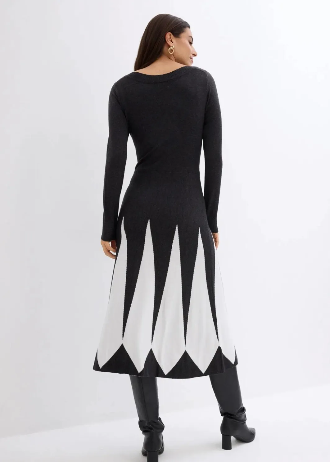 Damen bonprix Bekleidung·Pullover & Strickjacken|Kleider|Strickkleid im Rautendesign